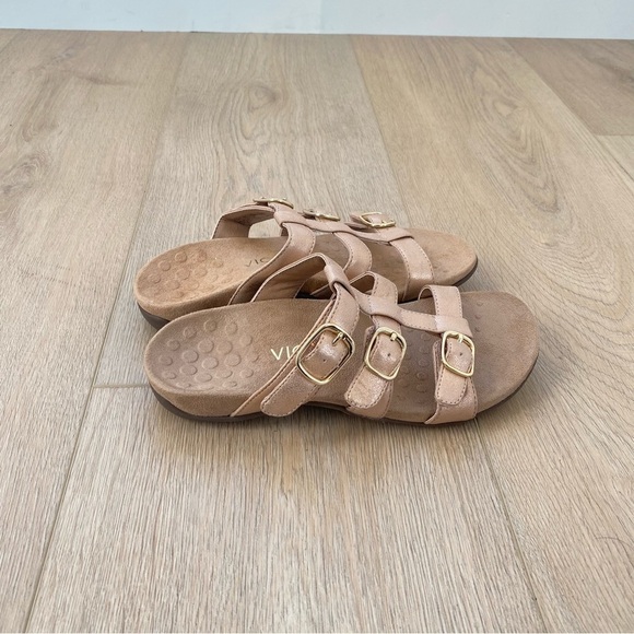 Vionic Misa Rosa Gold Leather Strappy Sandals - Picture 2 of 6